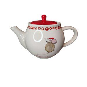 Magenta Rae Dunn Twas the Night Christmas Teapot Santa Hat Mouse